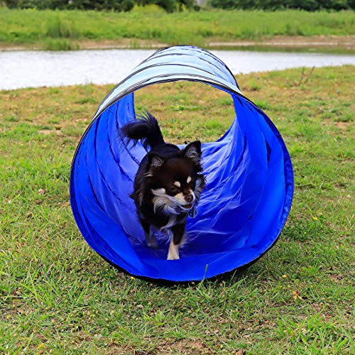 lionto by dibea Túnel para perros túnel de agilidad para mascotas (S) 200 x 43 cm color Azul