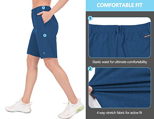 Little Donkey Andy - Bermudas ligeras de secado rápido para mujer, con FPS 50, pantalones cortos elásticos para golf, senderismo o viajes - azul - S