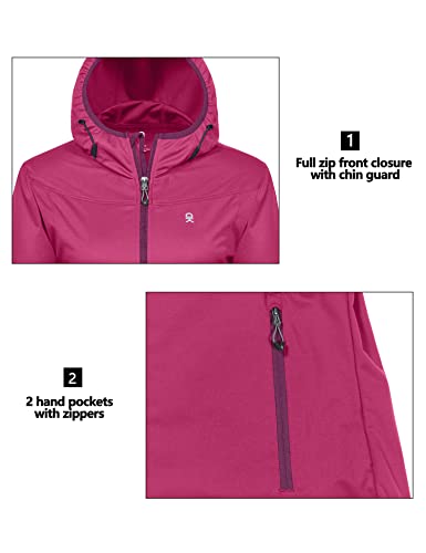 Little Donkey Andy Chaqueta Softshell ligera con capucha para mujer, para correr, viajes, senderismo, resistente al viento, repelente al agua, rosa, talla M