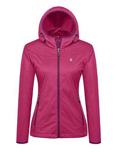 Little Donkey Andy Chaqueta Softshell ligera con capucha para mujer, para correr, viajes, senderismo, resistente al viento, repelente al agua, rosa, talla M