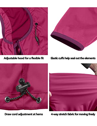 Little Donkey Andy Chaqueta Softshell ligera con capucha para mujer, para correr, viajes, senderismo, resistente al viento, repelente al agua, rosa, talla M