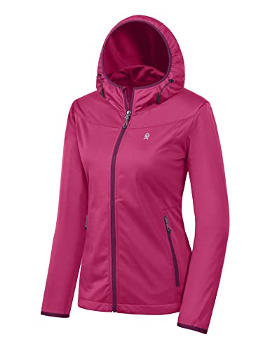 Little Donkey Andy Chaqueta Softshell ligera con capucha para mujer, para correr, viajes, senderismo, resistente al viento, repelente al agua, rosa, talla M