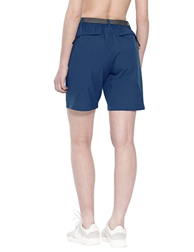 Little Donkey Andy Pantalones cortos de carga elásticos para mujer, de secado rápido, para senderismo, camping, viajes, color azul marino, talla XL