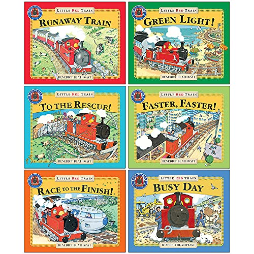 Little Red Train 6 Books Collection Set (Runaway Train, To The Rescue, Faster Faster, Green Light, Race To The Finish, Busy Day) (Children Books, Age 1 to 4, Early Reader)