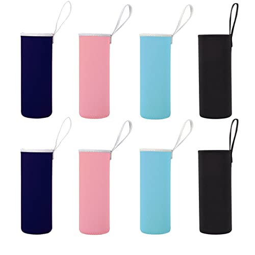 Liwein Funda de Botella Neopreno,8 Piezas Cubierta de Botella de Vidrio Neopreno Agua Botella Manga Aislado para Interior Exterior Acampar Escalada Ciclismo(Noir Azul Rosa Azul Marino)