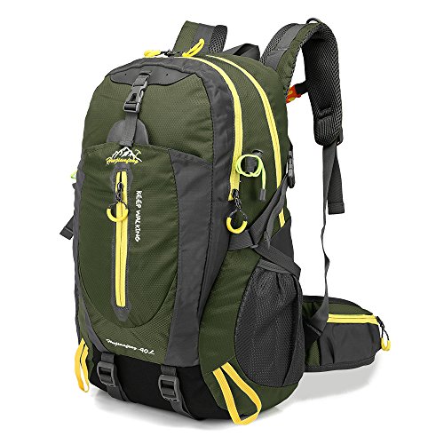 Lixada 40L Resistente al Agua Mochila, Portátil Mochila Trekking, Laptop Daypack, Durable Impermeable, para Escalada, Viajes, Actividades al Aire Libre (Verde Militar)