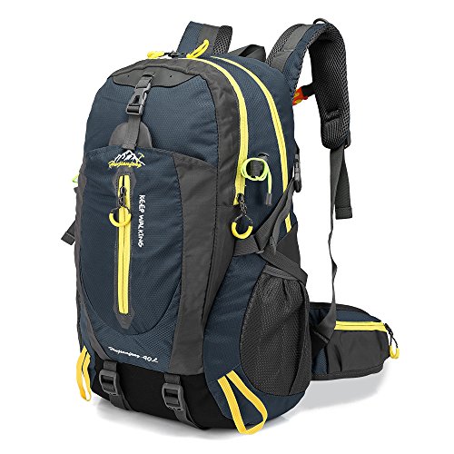 Lixada 40L Resistente al Agua Mochila, Portátil Mochila Trekking, Laptop Daypack, Durable Impermeable, para Escalada, Viajes, Actividades al Aire Libre (Azul oscuro)