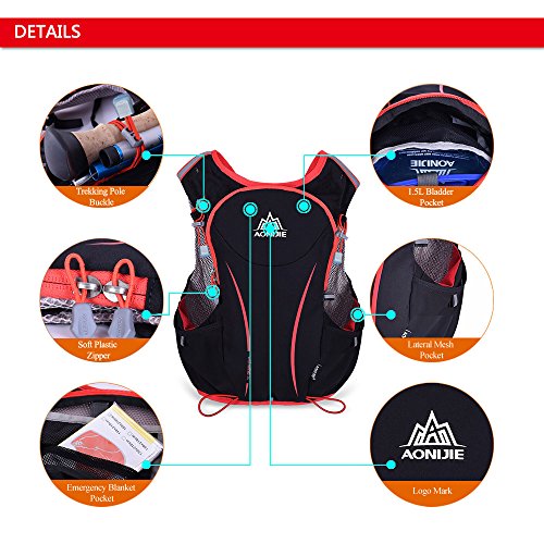 Lixada 5L Vejiga de Agua Mochila, Mochila Hidratación, Running Mochila, Impermeable y Transpirable, para Camping, Marathoner, Correr, Caminar, Escalada, Actividades al Aire Libre