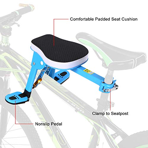 Lixada Asiento Delantero para Bicicleta para Niños Asiento para Niños Asiento de Seguridad para Niños Asiento Delantero Cojín para Silla con Pasamanos Versátil para Bicicleta de Montaña