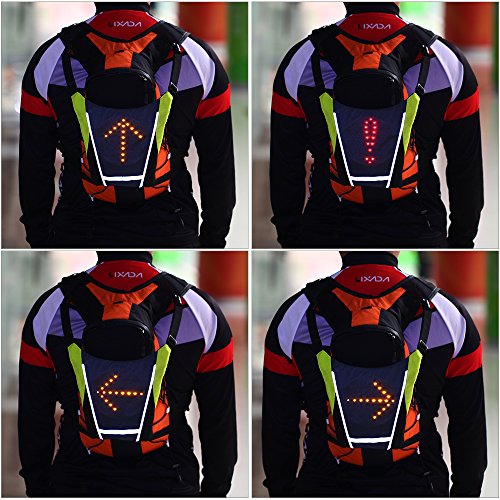 Lixada Chaleco de Ciclismo Mochila Reflectante Recargable USB con LED Intermitente Control Remoto Equipo de Seguridad para Ciclismo Correr Caminar Trotar