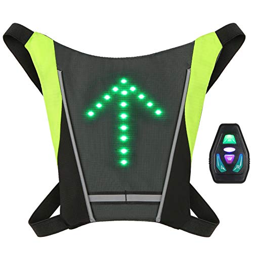 Lixada Chaleco de Ciclismo Mochila Reflectante Recargable USB con LED Intermitente Control Remoto Equipo de Seguridad para Ciclismo Correr Caminar Trotar