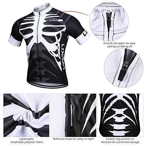 Lixada Conjunto de Maillot de Ciclismo para Hombre, Camiseta de Ciclismo de Manga Corta de Secado Rápido y Transpirable + Shorts Acolchados de Gel (Tipo 1, M)