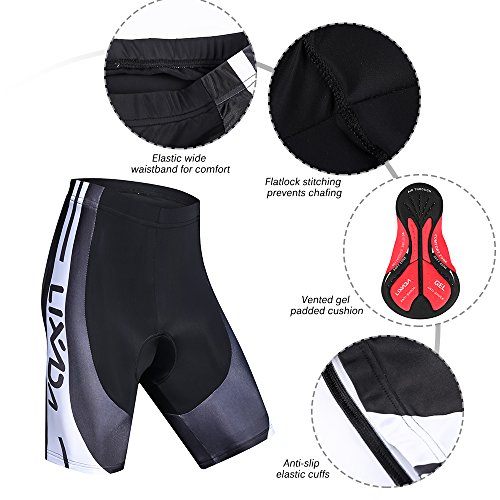 Lixada Conjunto de Maillot de Ciclismo para Hombre, Camiseta de Ciclismo de Manga Corta de Secado Rápido y Transpirable + Shorts Acolchados de Gel (Tipo 1, M)