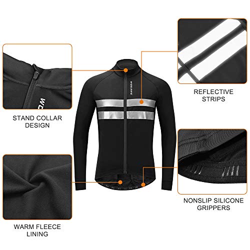 Lixada Conjunto de Maillot de Ciclismo para Hombre,Ropa de Bicicleta, Chaqueta de Invierno de Lana Térmica de Manga Larga y Pantalón con Pechera Acolchado 3D