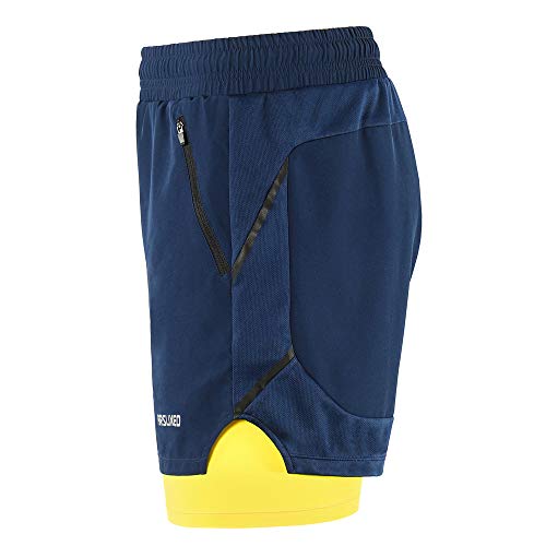 Lixada Hombres Pantalónes Cortos de Running 2-en-1, Pantalones Cortos de Atletismo/Pantalones Cortos de Fitness Maratón, Transpirable Pantalones+Secado Rápido