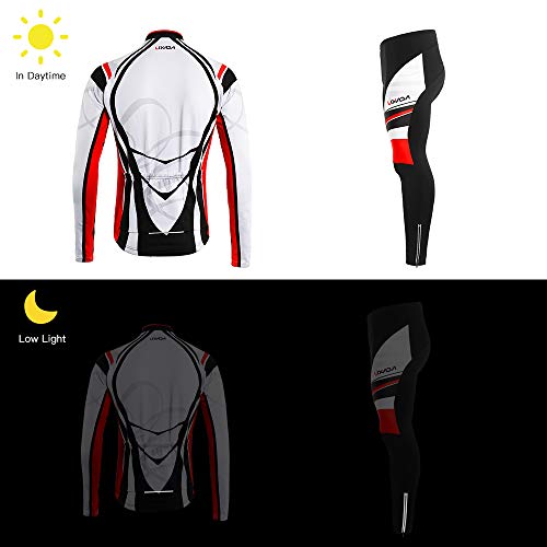 Lixada Maillot Ciclismo Hombres Manga Largo y Pantalones Ajustados 3D Acolchado Forro Térmico de Lana Anti-Viento Invierno/Otoño/Primavera