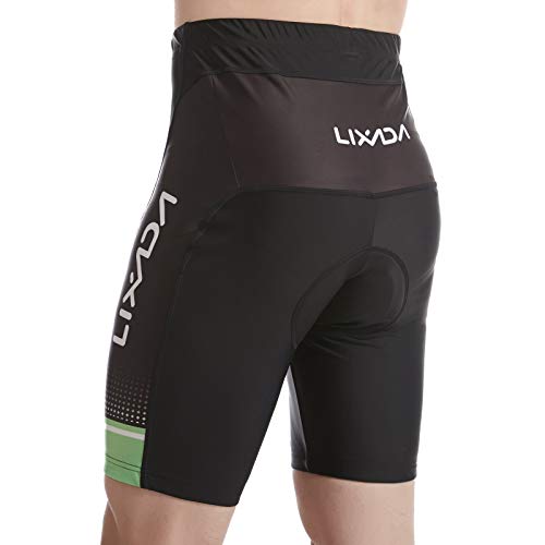 Lixada Maillot Ciclista para Hombre, Manga Corta Transpirable y de Secado Rápido + Pantalón Corto Acolchado con Espuma,Primavera/Verano (Verde, M)