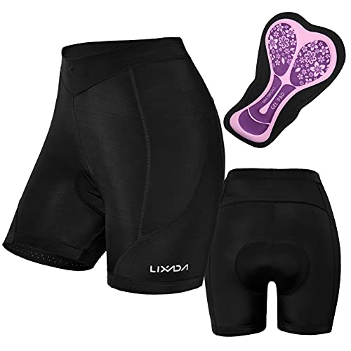 Lixada Pantalones Cortos Ciclismo Mujer Gel 3D Acolchado Ropa Interior Transpirables para Ciclismo Deporte al Aire Libre