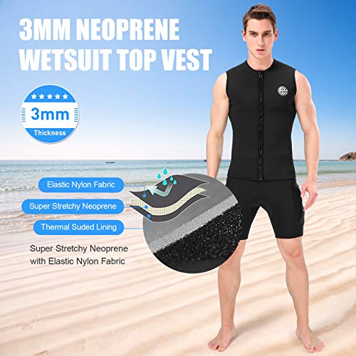 Lixada Traje de Neopreno de 3 mm Chaleco Superior Chaleco sin Mangas Cálido Térmico para Buceo Surf Natación Navegación