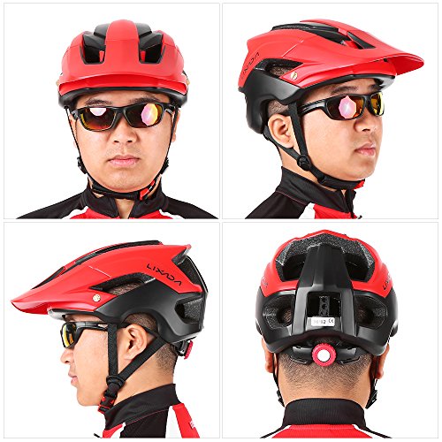 Lixxada Casco de Ciclismo de Montaña Casco Protector Ultraligero de Seguridad Deportiva 13 Orificios de Ventilación (Rojo + Negro)