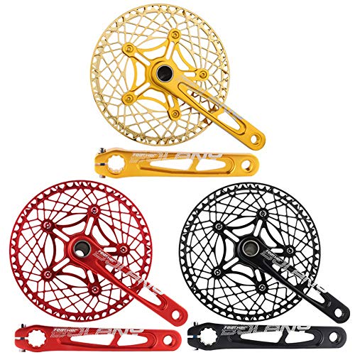 LIZHOUMIL Manivela de bicicleta Chainset, MTB Road Bike Chainset fácil de modificar sola manivela Set 130BCD, aleación de aluminio manivela longitud 170 mm oro 130bcd