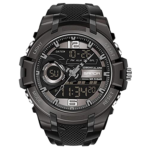 LJSF Relojes Hombre, Cuarzo Digital Relojes Impermeable Deportivo Reloj Multifuncional Reloj de Pulsera con Cronógrafo Luminoso Relojes de Pulsera Militares, para Montañismo Cycling,C