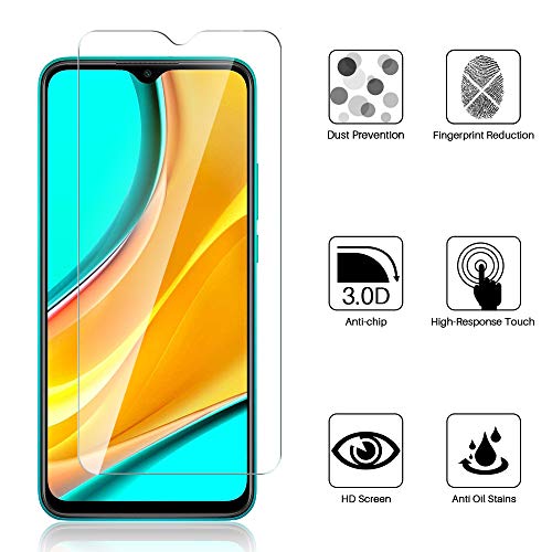 LϟK 3 Pack Protector de Pantalla Compatible con Xiaomi Redmi 9 - Cristal Vidrio Templado - Dureza 9H Funda Compatible Sin Burbujas Marco de Posicionamiento Kit Fácil de Instalar