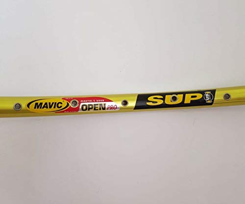 Llanta de 28 pulgadas para bicicleta de carrera Mavic Open Pro SUP 32F con neumático amarillo