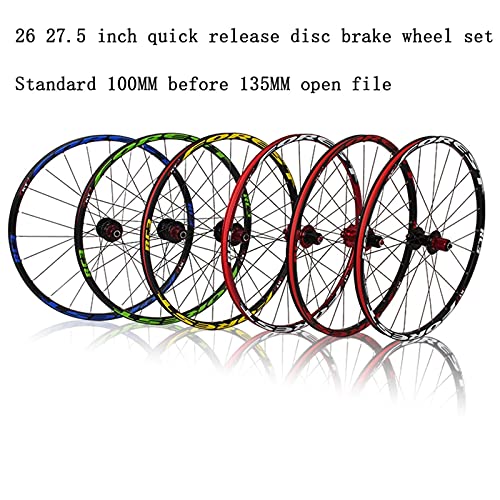 Llanta de bicicleta 26 27.5 pulgadas Bicicleta Frente Rueda trasera Bicicleta de montaña Playa de Wheelset Ultra Light Double Wall Mtb Ruedas de freno de disco de carga 5 ( Color : A , Size : 26INCH )