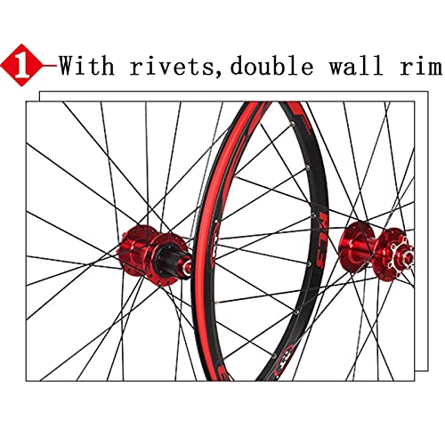 Llanta de bicicleta 26 27.5 pulgadas Bicicleta Frente Rueda trasera Bicicleta de montaña Playa de Wheelset Ultra Light Double Wall Mtb Ruedas de freno de disco de carga 5 ( Color : A , Size : 26INCH )