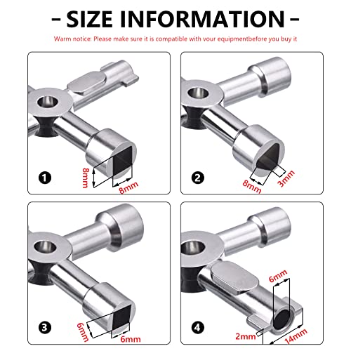 Llave de Utilidad Multifuncional 4-Puntas para Abrir Eléctrico Medidor de Gas y Agua Alacena Gabinete (Plateado)