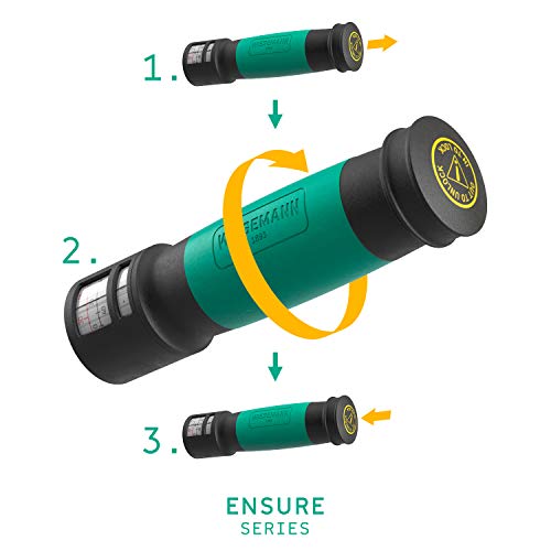 Llave dinamométrica de 1/2 pulgada 20-200Nm ENSURE serie de WIESEMANN 1893 I Llave de torsión con doble escala y apriete a la derecha I De acero cromado Q-30 I Maletín de transporte I 81437