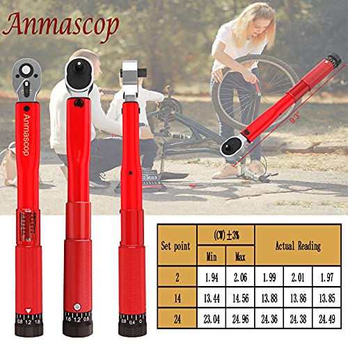 Llave Dinamometrica, Llave Dinamometrica bicicleta 25 piezas Juego de llaves dinamométricas de 1/4 pulgada, 2-24 Nm Dinamometrica bicicleta para Coche, Bicicleta, Moto