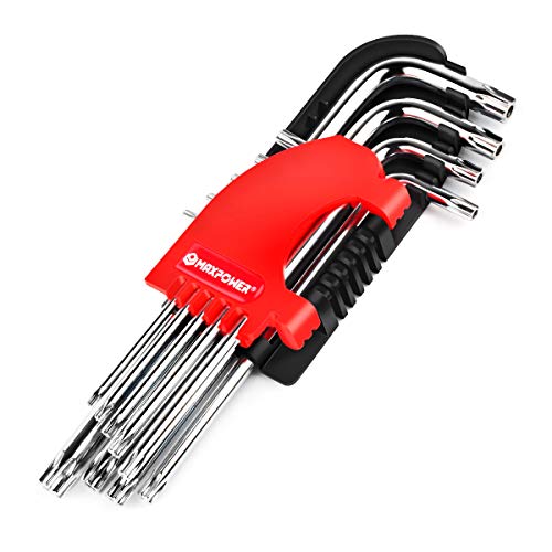 Llaves Torx, MAXPOWER Juego de Llaves Hexagonales Torx Largas Llave Allen Llave de Estrellas Métrica T10-T50, CR-V Hex Key Set