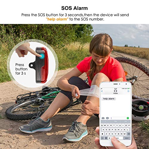 Localizador GPS para Bicicleta,Rastreador GPS Carro de Bebé Tiempo Real Antirrobo SOS Impermeable Tiempo Real GPS con LED Gratuita App TK906