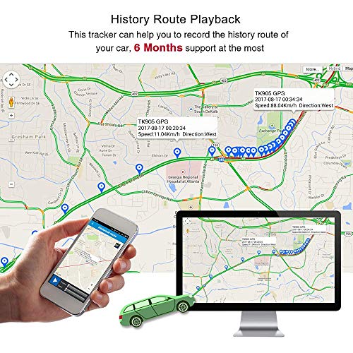 Localizador GPS para Coche, App/Sitio Web posición en Tiempo Real Antirrobo rastreador GPS para Vehículos Fuerte imán y 5000mAh Recarga GPS Tracker con Gratis App para Smartphone TK905