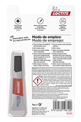 Loctite Limpia Pegamento, quita pegamento para corregir objetos mal pegados o despegar dedos, quita adhesivo para superficies manchadas o tinta, 1x5 g