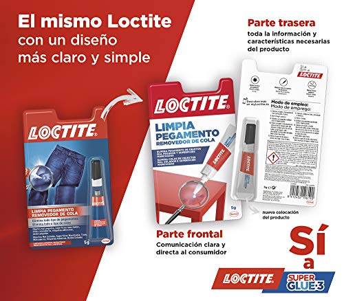 Loctite Limpia Pegamento, quita pegamento para corregir objetos mal pegados o despegar dedos, quita adhesivo para superficies manchadas o tinta, 1x5 g