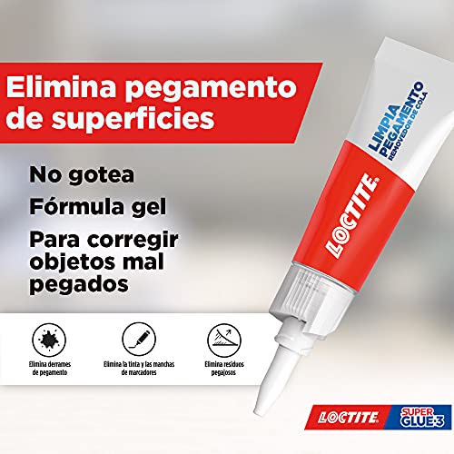 Loctite Limpia Pegamento, quita pegamento para corregir objetos mal pegados o despegar dedos, quita adhesivo para superficies manchadas o tinta, 1x5 g