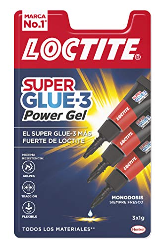 Loctite Super Glue-3 Power Gel Mini Trio, gel adhesivo flexible y resistente, pegamento instantáneo para superficies verticales, pegamento transparente extrafuerte, 3x1g