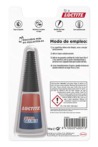 Loctite Super Glue-3 Precisión, pegamento transparente de máxima precisión, pegamento instantáneo triple resistente, adhesivo universal con goteo fácil de regular, 1x10 g