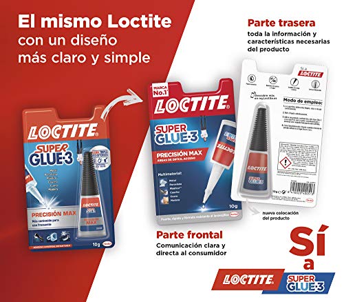 Loctite Super Glue-3 Precisión, pegamento transparente de máxima precisión, pegamento instantáneo triple resistente, adhesivo universal con goteo fácil de regular, 1x10 g