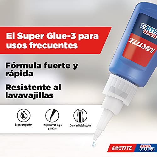 Loctite Super Glue-3 XXL, pegamento universal triple resistencia, adhesivo para uso intensivo, pegamento instantáneo, transparente y extrafuerte, 1x20 g