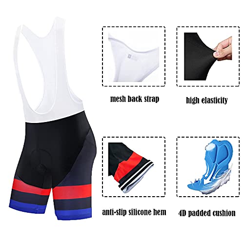 logas - Conjunto de pantalones cortos de ciclismo y babero para hombre de secado rápido Mtb manga corta acolchado 3D