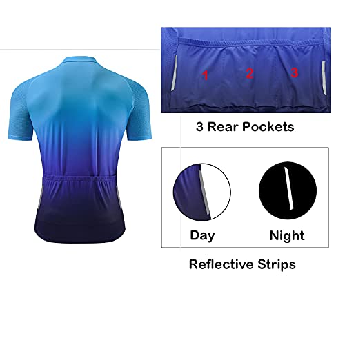 logas - Conjunto de ropa de ciclismo, maillot de manga corta y culotte acolchado con tirantes, MTB, para hombre, Hombre, color Azul degradado., tamaño M