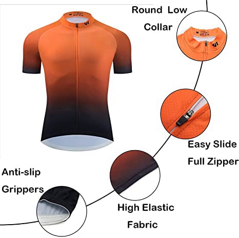 logas - Conjunto de ropa de ciclismo, maillot de manga corta y culotte acolchado con tirantes, MTB, para hombre, Suave, Hombre, color anaranjado, tamaño L