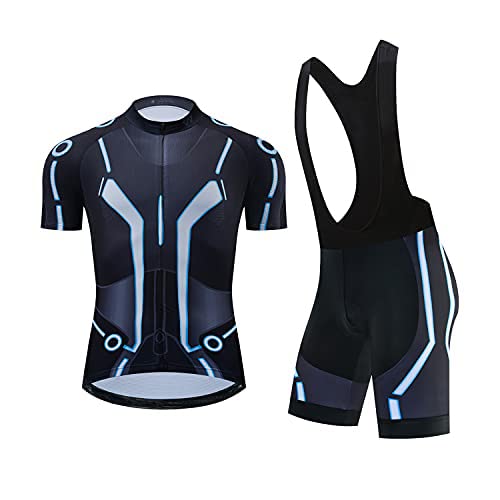 logas Conjunto de ropa de ciclismo para hombre de manga corta de MTB + pantalones cortos acolchados