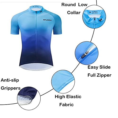logas Maillot de ciclismo para hombre, manga corta, transpirable, de secado rápido, con 3 bolsillos