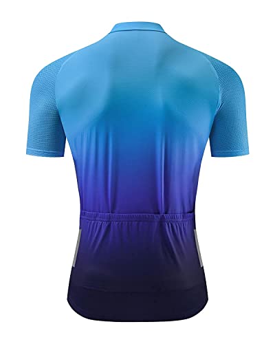 logas Maillot de ciclismo para hombre, manga corta, transpirable, de secado rápido, con 3 bolsillos