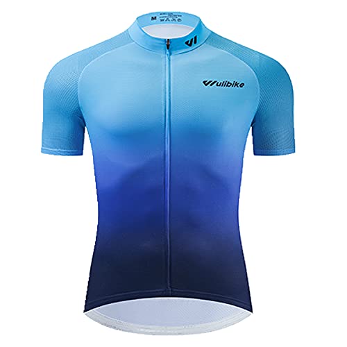 logas Maillot de ciclismo para hombre, manga corta, transpirable, de secado rápido, con 3 bolsillos